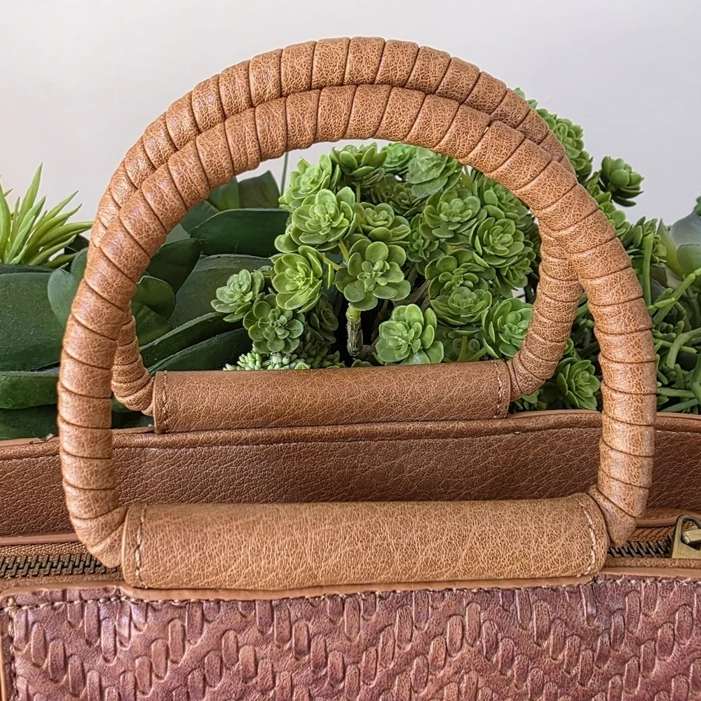 Anthropologie Tobacco Mini Bag With Textured Detailing-Crossbody Strap